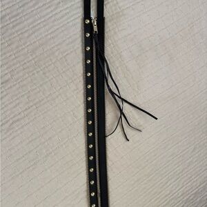 Rebecca Minkoff Black & Gold Studded Zipper Belt